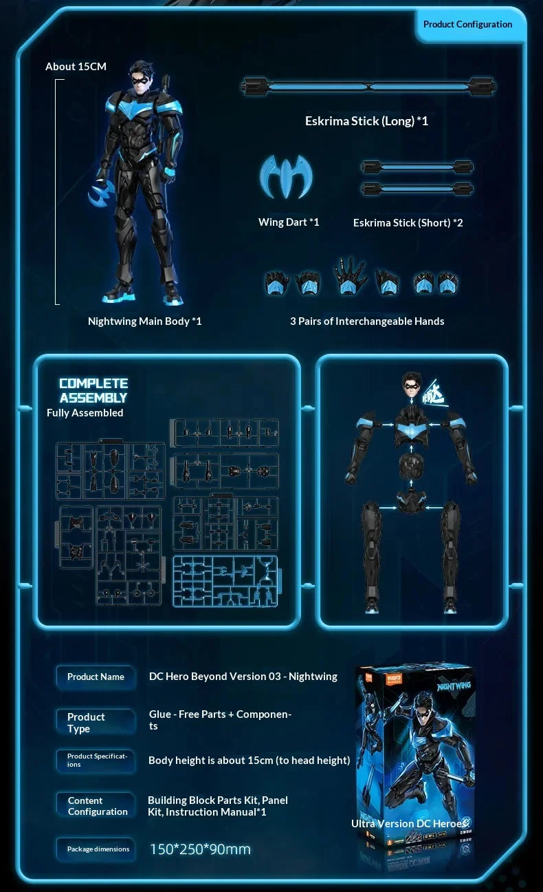 Blokees Dc Universe Champion Class Building Model Kit Superman Harley Quinn Nightwing Batman Beyond Diy Collectible Action Figur