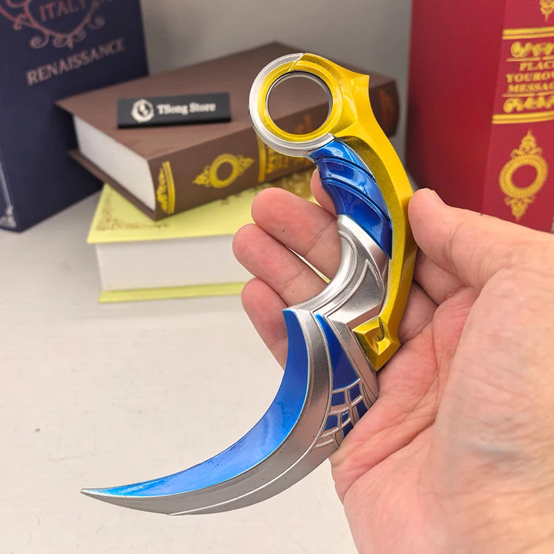 Valorant 16cm Celadon Karambit Replica Full Zinc Alloy Collectible Miniature Flipping Model Cosplay Copy Display Ornament Toys