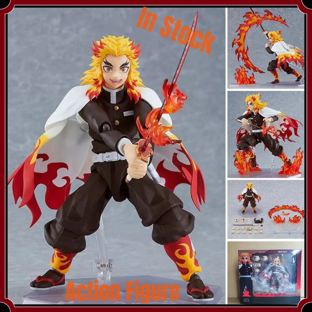 Figma No.553 Kyojuro Rengoku Demon Slayer Flame Hashira Articulated PVC Action Figure Anime Collectible Display Model Toy Gift