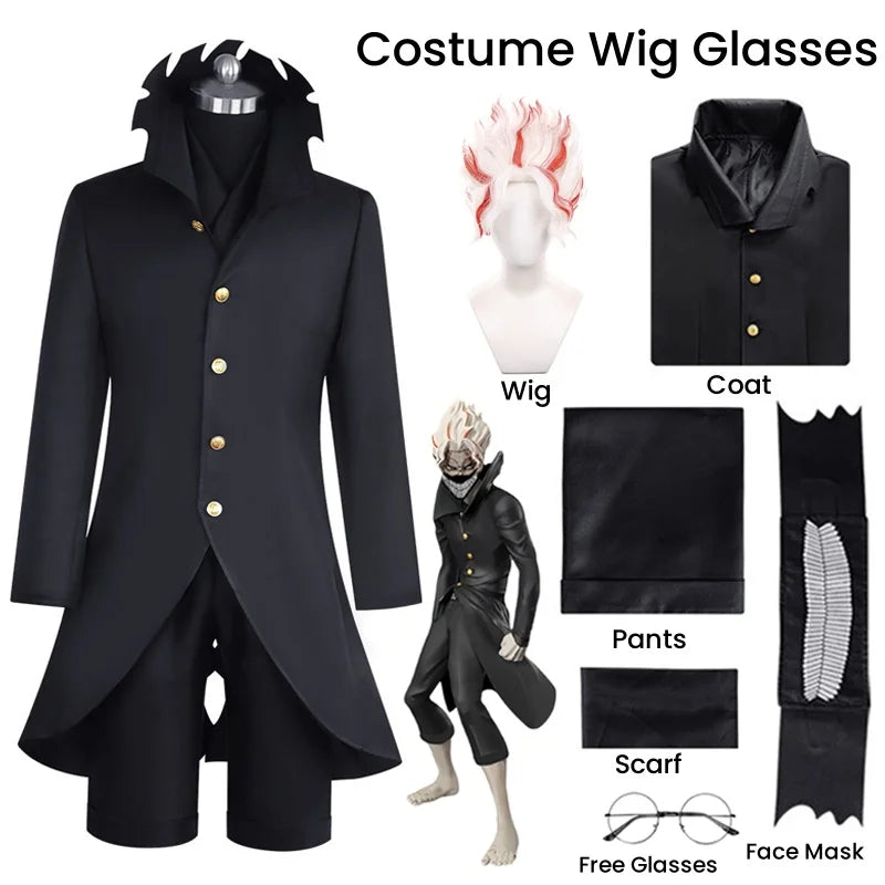Ken Takakura Okarun Cosplay Costume Anime Dandadan Okarun Granny's Powers Black Uniform Face Cover Glasses for Women Men