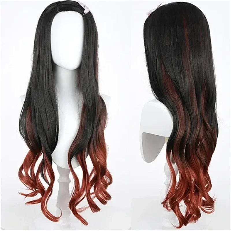 Anime character Kamado Nezuko Cosplay costume, Japanese anime adult and children's carnival party wigs, Halloween costumes