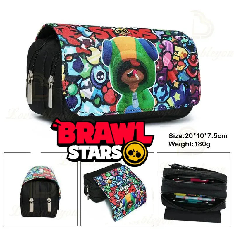 3D Anime Pen Bag Student Storage Bag Brawl Stars Cartoon Pen Box Cute Boys Girls Pencil Case