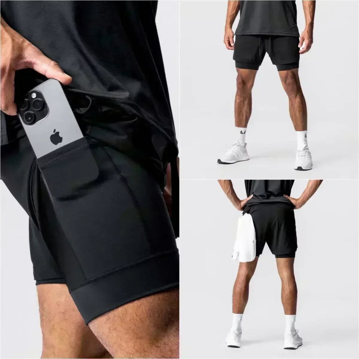 Dragon Ball Men's Double-layer Shorts Broly Summer Anime Fake Two-piece Sports Fitness Quick-drying Shorts Trendy Y2k Pants