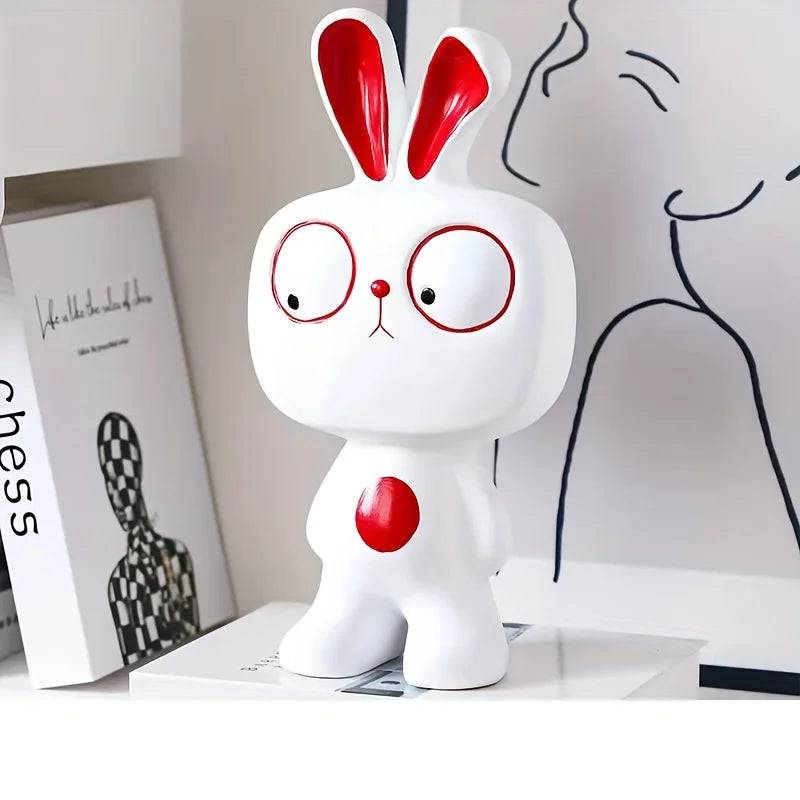 Funny Bear Bunny Sculpture Ornaments Desktop Ceramic Figure Gift Home Decorations for Desk Cabinet Bookshelf Counter All Styles