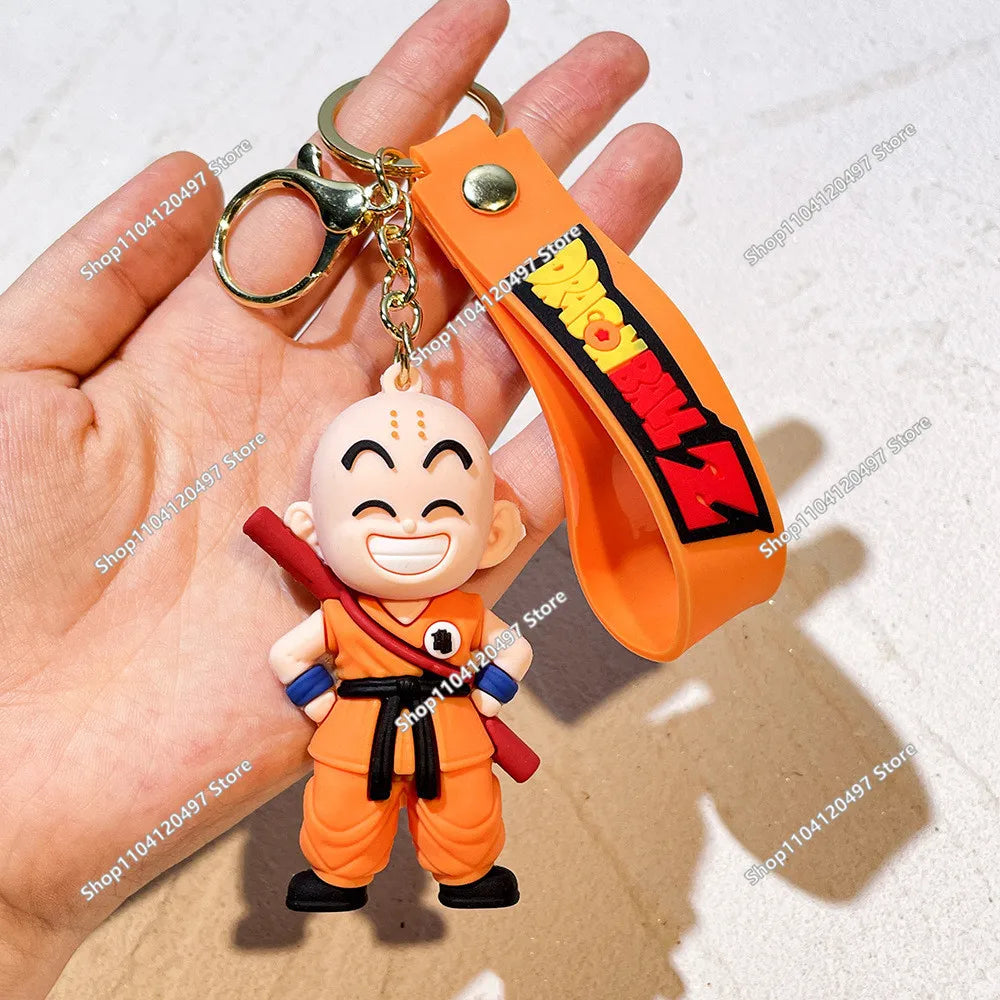 Anime Dragon Ball Keychain Fashion Jewelry Son Goku Vegeta Piccolo Crystal Ball Resin Action Figures PVC Key Ring Bag Pendant