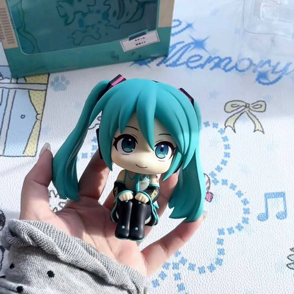 Hatsune Miku Q Version Sitting Figure 8cm PVC Anime Collectible Desktop Car Home Decor Gift