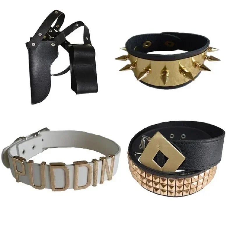 2025 Halloween Zelfmoord Cosplay Squinn Monster Armband Riem Ketting Handschoenen Accessoires Full Set Pruik Harley