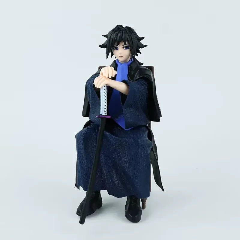 2pcs Demon Slayer Tomioka Giyuu Rengoku Kyojuro Sitting Bachelor Gown Anime Figure Set Home Ornament Collectable Model Toy Gifts
