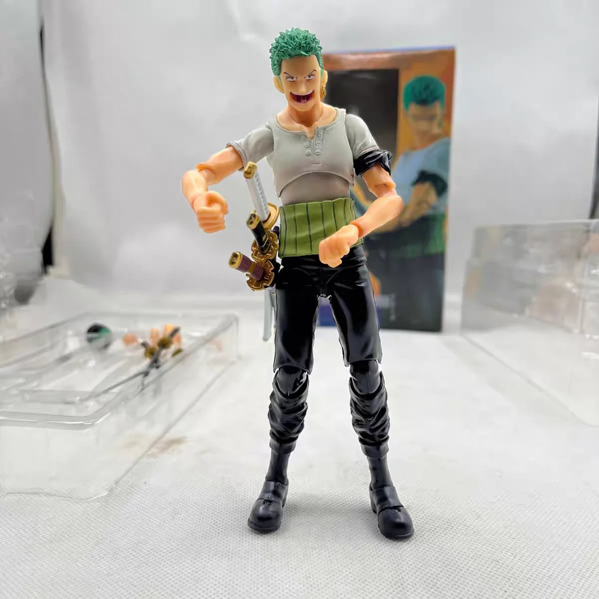 New One Piece Series Sizable Action Figure Roronoa Zoro Desk Toy Collectible Model Statue Boxed Standing Posable Anime Figurine