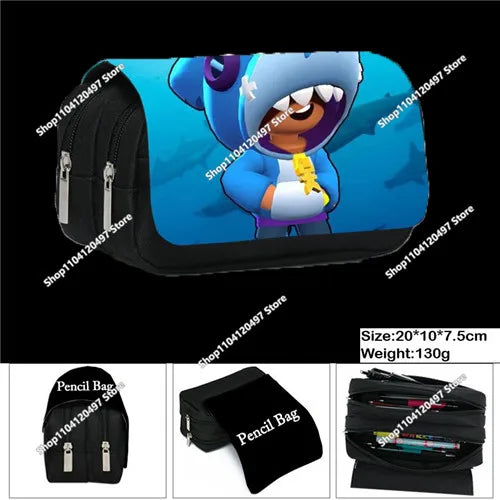 3D Anime Pen Bag Student Storage Bag Brawl Stars Cartoon Pen Box Cute Boys Girls Pencil Case