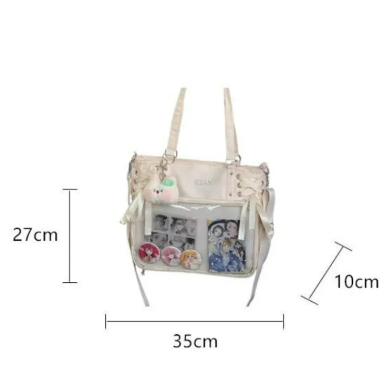 Japanese Harajuku Sweet Girl Ribbon Ulzzang Ita Bag Y2K Large Capacity Tote Bag Women Preppy Style Jk Uniform Shoulder Bag