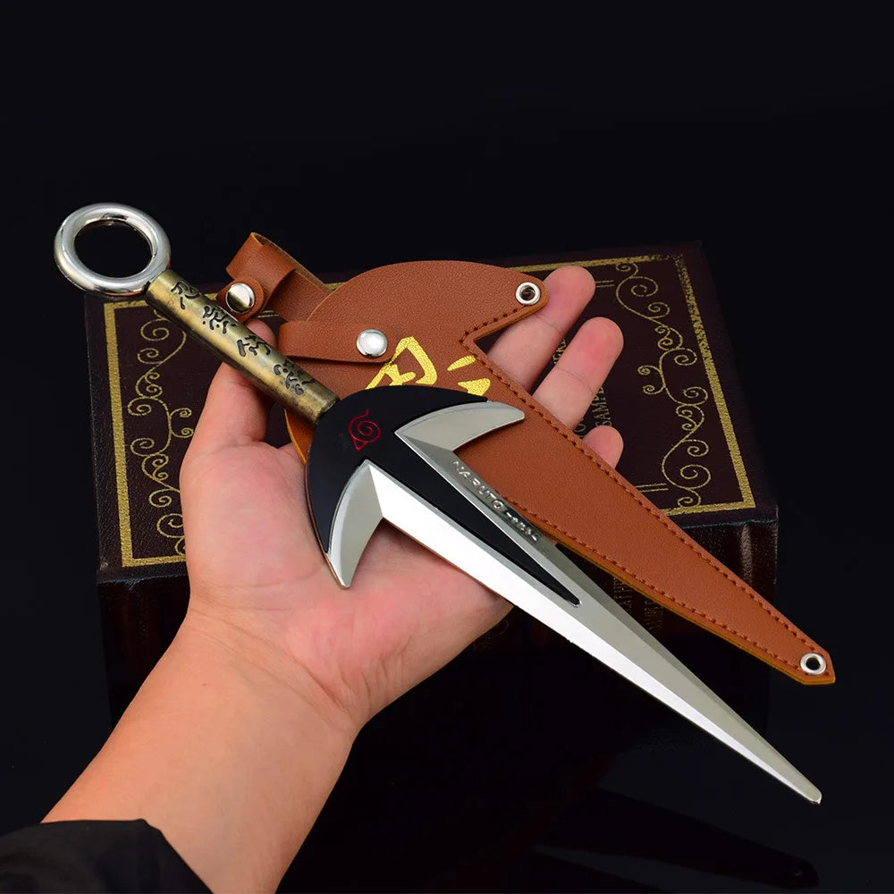 18cm/30cm Naruto Namikaze Minato Weapon The Art of FlyThunder God Kunai Metal Craft Model with Holster Desk Ninja Ornaments Toys