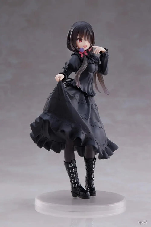 18CM DATE A LIVE Tokisaki Kurumi Anime Figure Cute Girl Model Toy PVC Black Dress Dress-Up Standing Model Car Interior Ornament