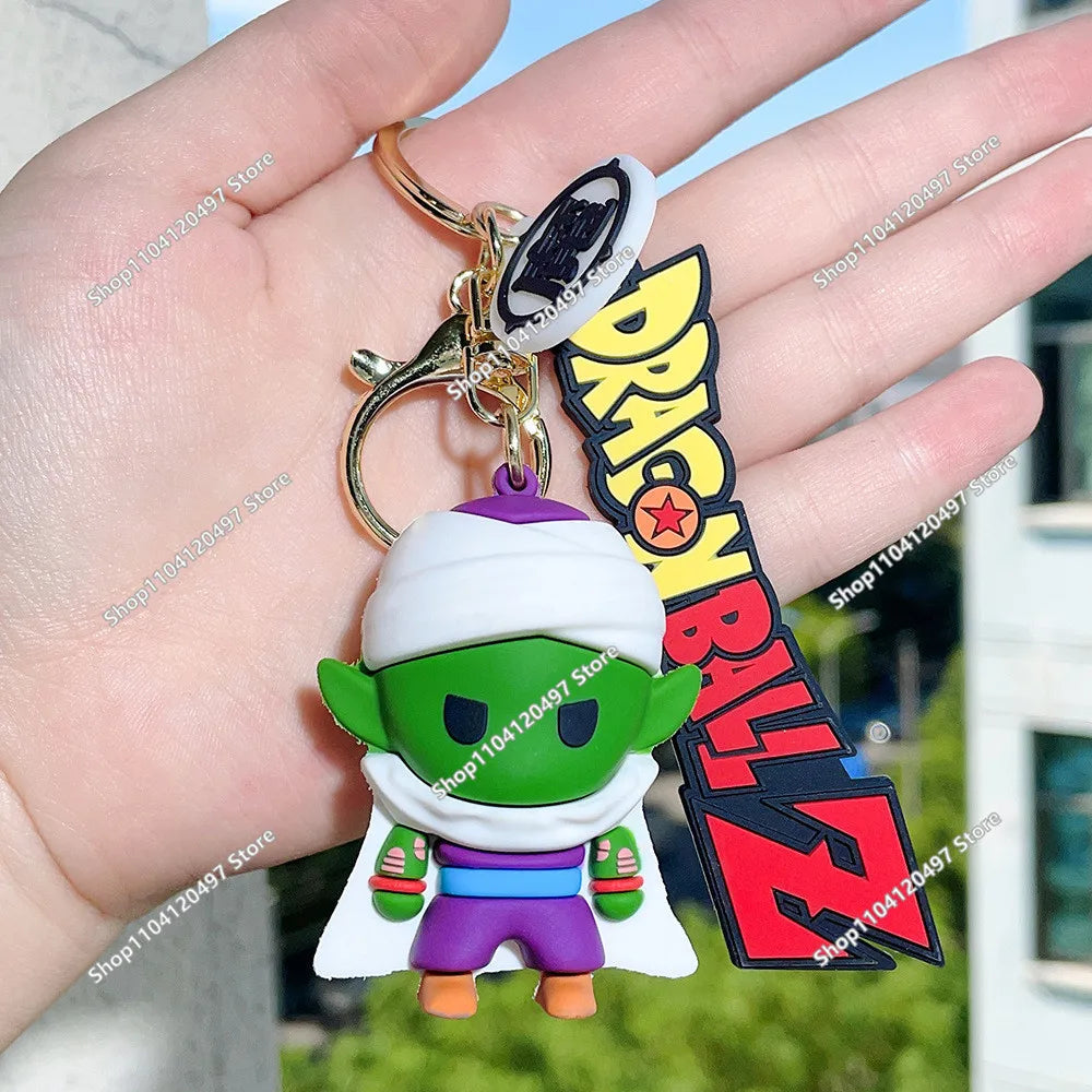 Anime Dragon Ball Keychain Fashion Jewelry Son Goku Vegeta Piccolo Crystal Ball Resin Action Figures PVC Key Ring Bag Pendant