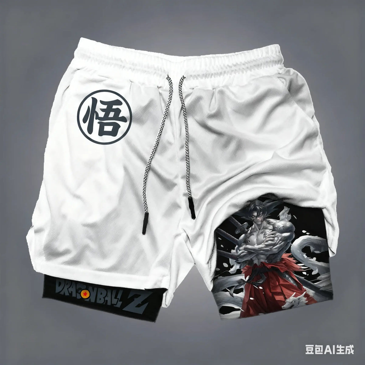 Dragon Ball Men's Double-layer Shorts Broly Summer Anime Fake Two-piece Sports Fitness Quick-drying Shorts Trendy Y2k Pants