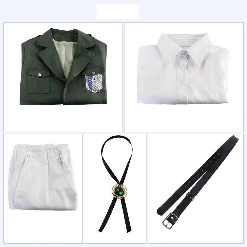 Shingeki no Kyojin Season 4 Cosplay Costume Anime Investigation Corps Cloak Uniform Green Long Trench Coat Halloween