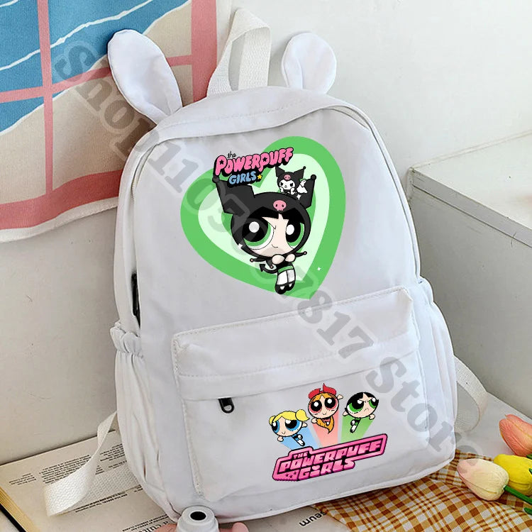 Kawaii The Powerpuffs Girls Anime Cute Schoolbag Student Cartoon Casual Backpack Fashion Book Bag Stationery Storage Pouch Gifts