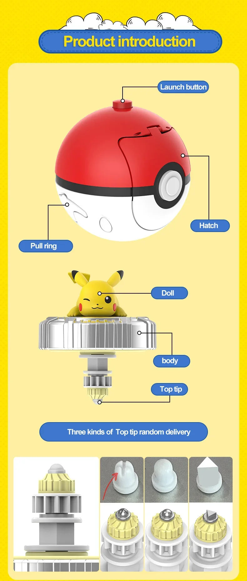 Pokemon Arena Set Spinning Top Ball Game Battle Pokeball Box Anime Figure Pikachu Charmander Squirtle Mew Eevee for Toy Child
