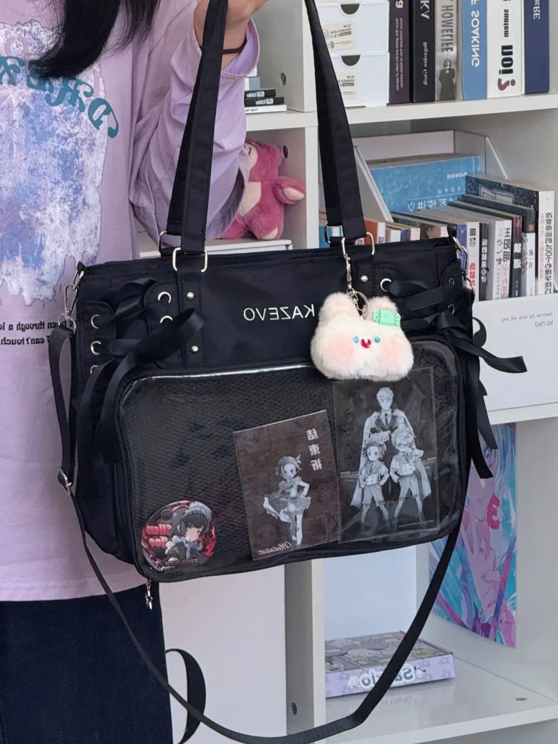 Japanese Harajuku Sweet Girl Ribbon Ulzzang Ita Bag Y2K Large Capacity Tote Bag Women Preppy Style Jk Uniform Shoulder Bag