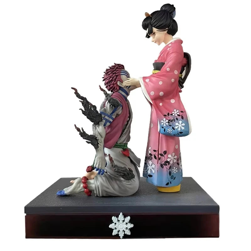 27cm Demon Slayer Gk Popart Akaza & Koyuki Cherry Blossom Scene Desktop Ornament Model Figure Anime Collectible Periphery Gift