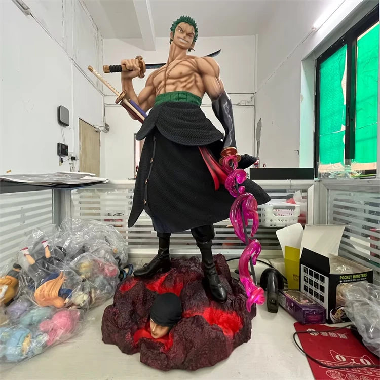 One Piece Anime Large 50cm Five-Headed Eagle Carrying Knife Domineering Zoro Collectible Statue Model Figure Ornament Gifts