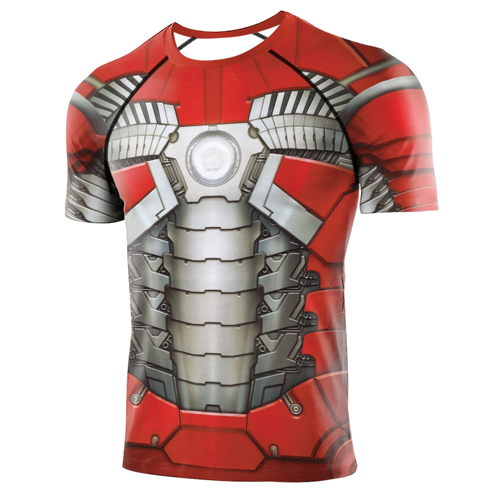 [You're My Secret] Anime Superhero Cosplay Costume Long Sleeves Armor Print Compression Shirt Workout Fitness Summer Clothing