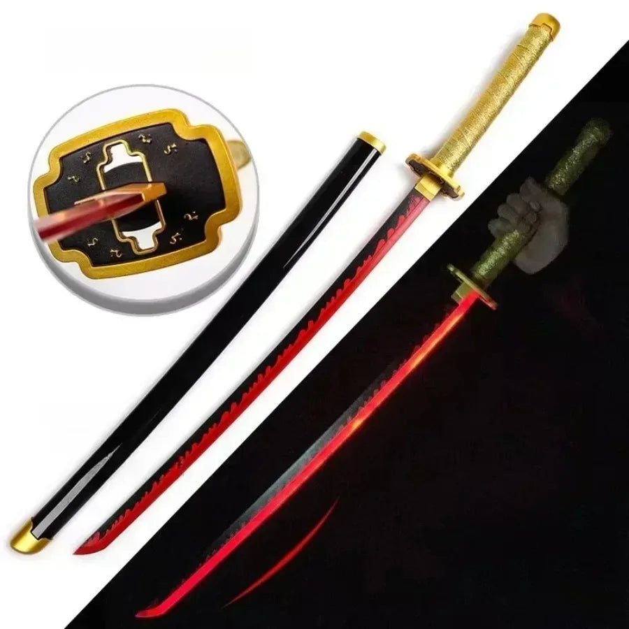 LED Light Demon Slayer Katana Luminous Sword Tomioka Giyuu Anime Cosplay Prop Knife Real Japanese Katana Samurai Lightsabre Toy