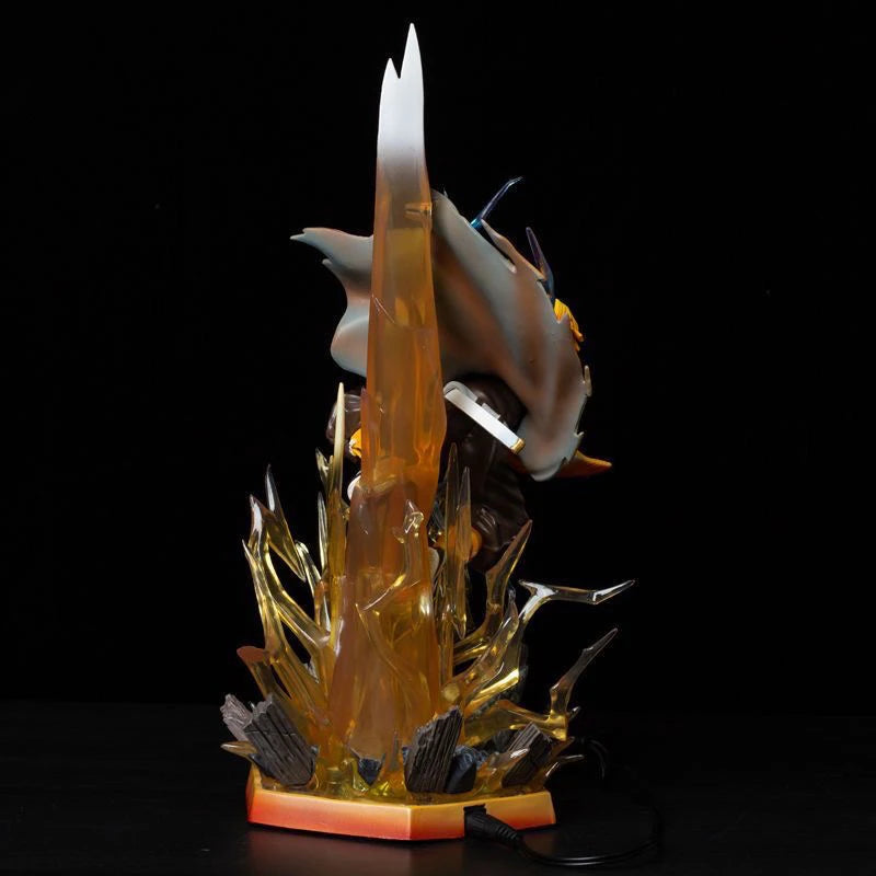 Demon Slayer 32cm Agatsuma Zenitsu Double Head Sculpture Figure PVC Light-Up Statue Anime Collectible Model Toy Room Decor Gift