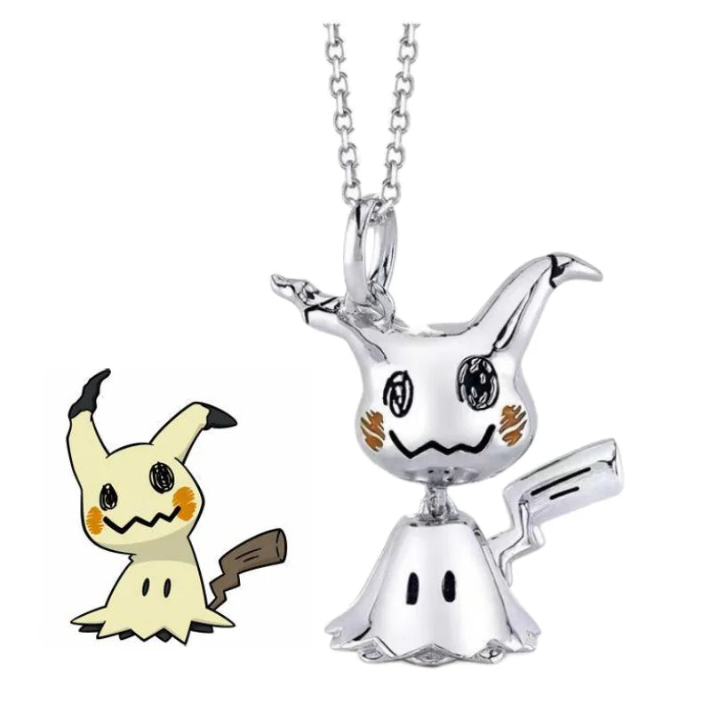 New Pokemon Espeon Snorlax Gengar Mewtwo Necklace Couple Accessories Anime Peripherals Fashion Cartoon Niche Light Luxury Gifts