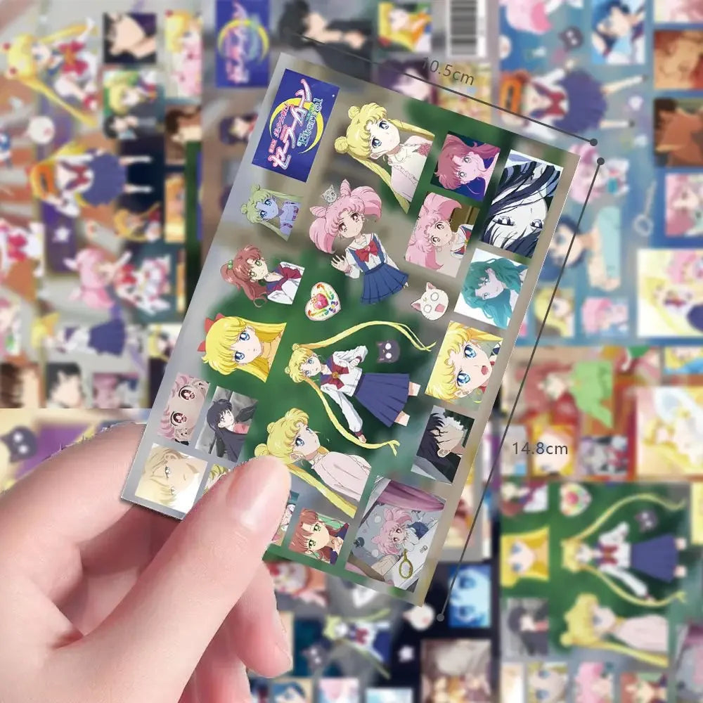 8 pcs Sailor Moon anime cut film cute girl heart water ice moon sticker kawaii cartoon animation collage waterproof sticker gift