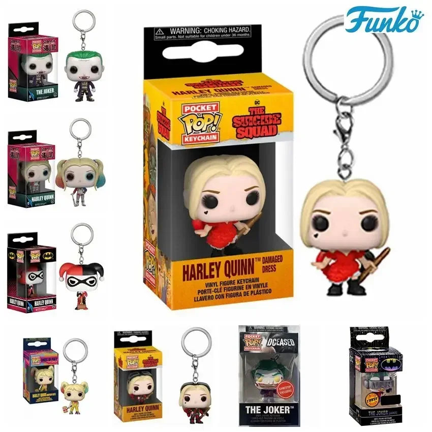 FUNKO Pop Suicide Squad The Joker Harley Quinn Pocket Pop Keychain Vinyl Action Figure Collection Model Toys For Children