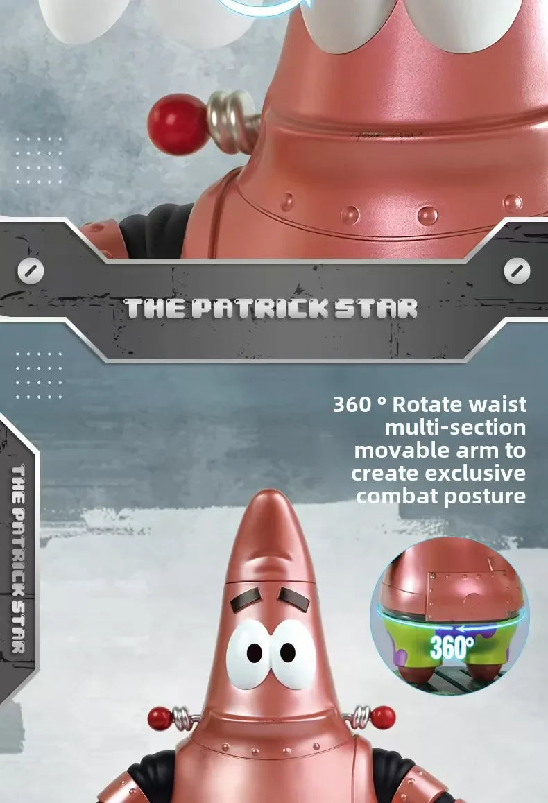 New Patrick Mechanical Style Model 360° Waist Rotation SpongeBob Series Collection of Ornaments PVC Large Figure Toy Gifts
