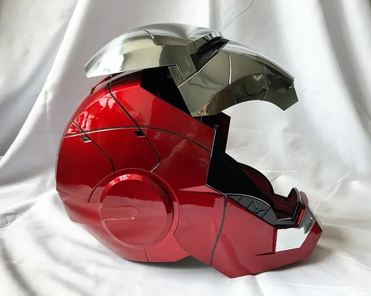 Marvel 1:1 Iron Man Mk5 Jarvis Helmet Remote Voice Control Auto Helmet Mask With Led Light Figure Boy Christmas Birthday Gift