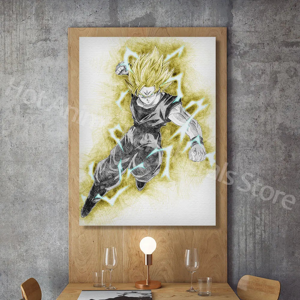 Dragon Ball Posters Anime Peripherals Figures Goku Vegeta Canvas Painting Art Watercolour Picture Modern Home Wall Decoration