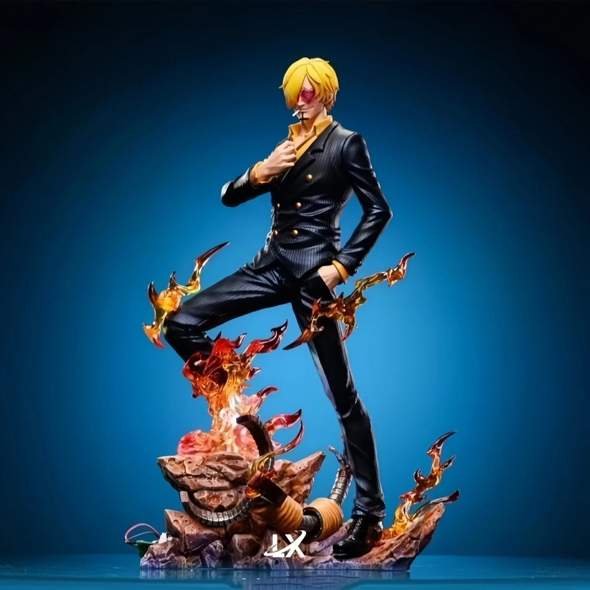 One Piece Sanji Dual Wings Anime Figure with 2 Heads GK Statue Model Toy 25cm