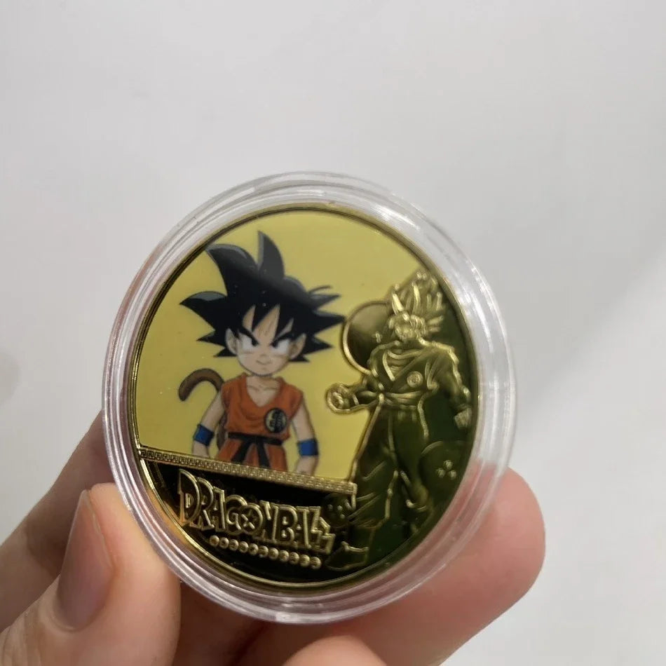 10CPS2026 New Dragon Ball Z 10th Anniversary Coin Keychain Metal Crafts Die-casting Sticker Badge Bag Pendant Accessories