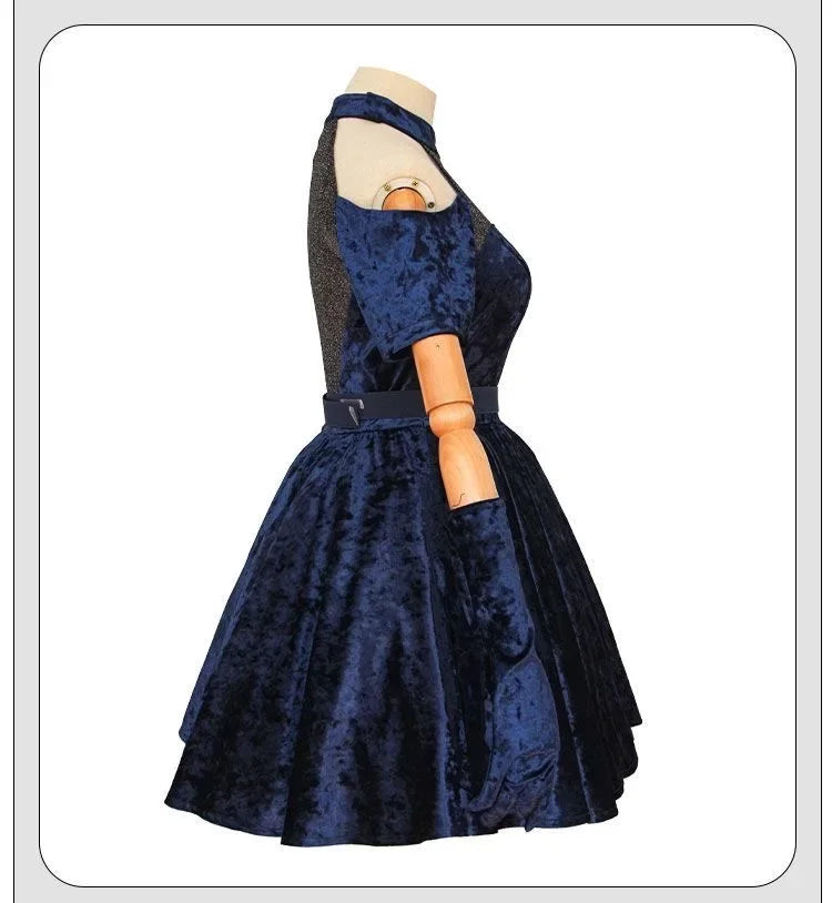 Mizi Cosplay Costume Anime Alien Stage Cosplay Costume Pink Gradient Blue Purple long hair Stage costume Velvet Dress