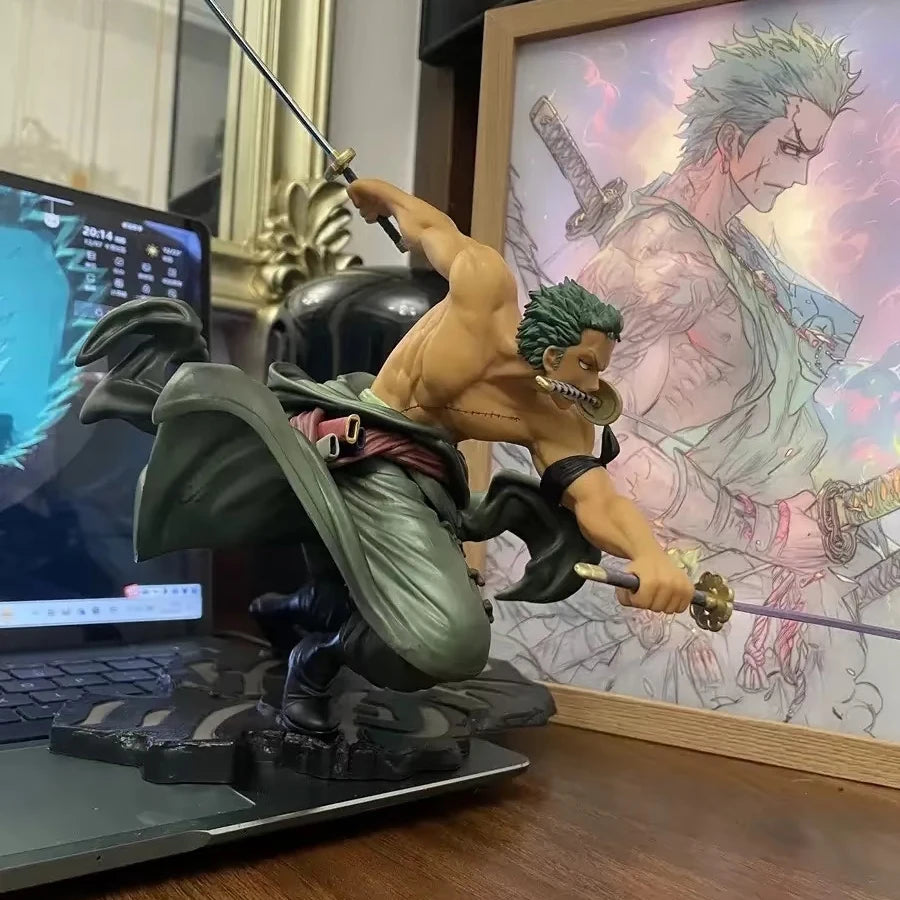 One Piece Action Figure Three-Knife Fighting Skill Roronoa Zoro Anime Model Decorations PVC Toy Gift