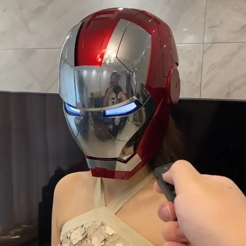 Marvel 1:1 Iron Man Mk5 Jarvis Helmet Remote Voice Control Auto Helmet Mask With Led Light Figure Boy Christmas Birthday Gift