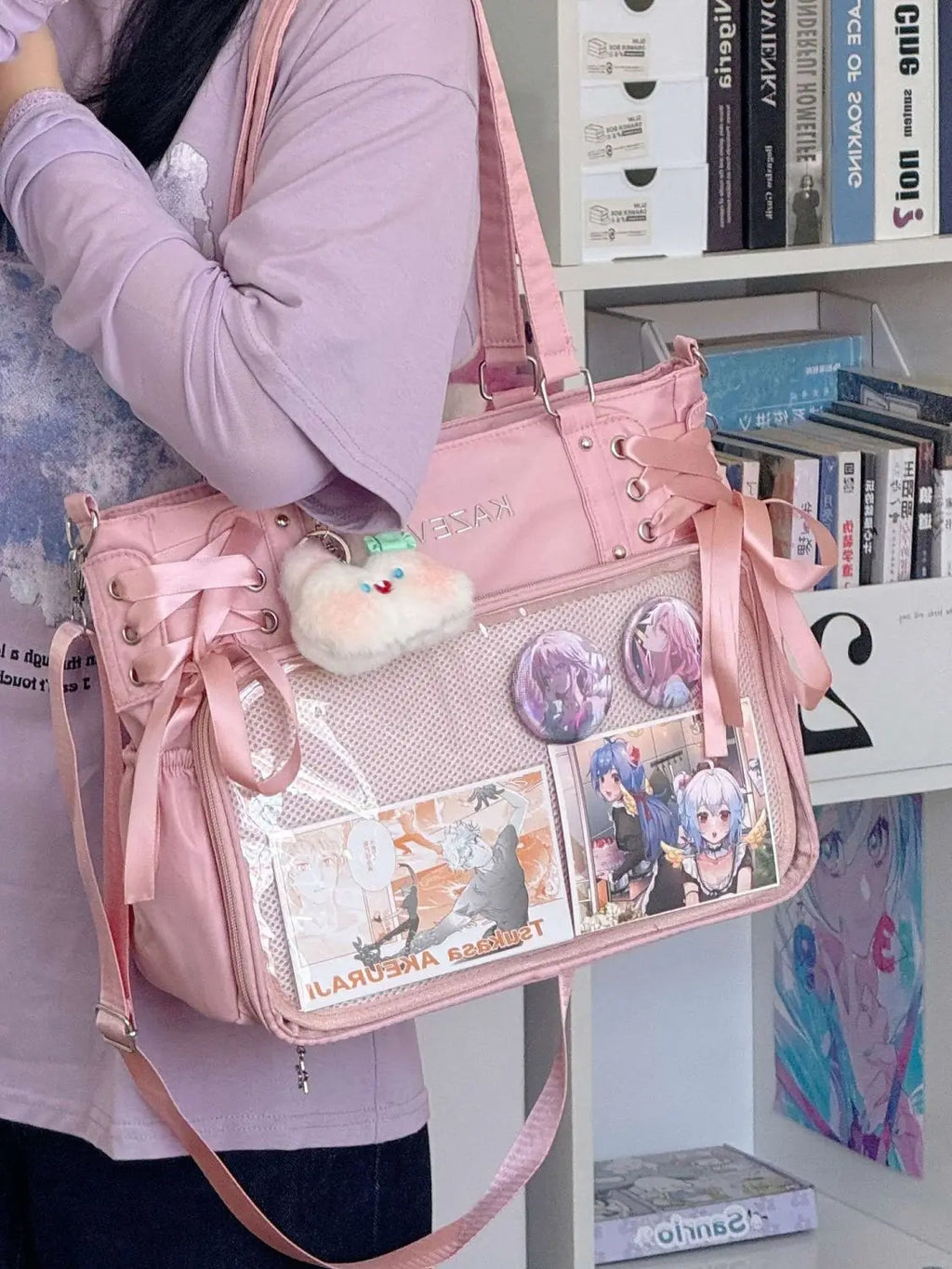 Japanese Harajuku Sweet Girl Ribbon Ulzzang Ita Bag Y2K Large Capacity Tote Bag Women Preppy Style Jk Uniform Shoulder Bag
