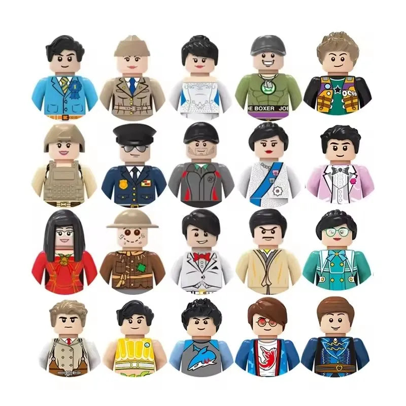 Kids 3D Family Figures Set Building Blocks City Worker Fireman Doctor Dolls Bricks Educational Toys For Children Birthday Gift
