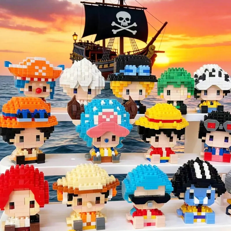 ONE PIECE Sun God Nika Luffy Micro Building Block Chopper Ace Buggy -3D Anime Model Assembly Mini Bricks Figure Toys For Gift