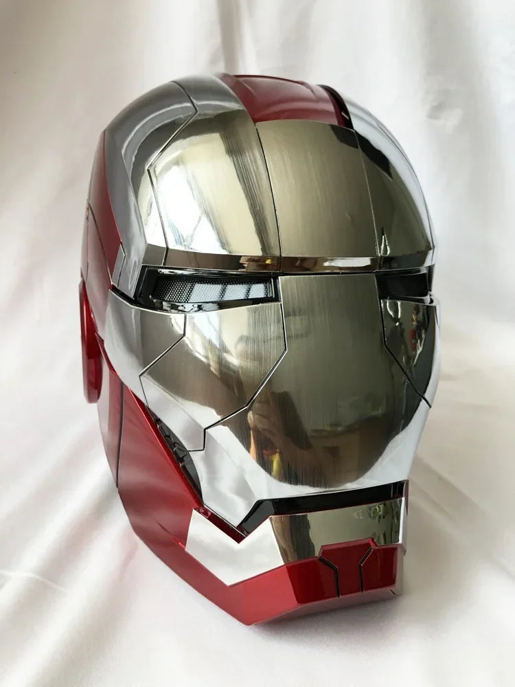 Marvel 1:1 Iron Man Mk5 Jarvis Helmet Remote Voice Control Auto Helmet Mask With Led Light Figure Boy Christmas Birthday Gift