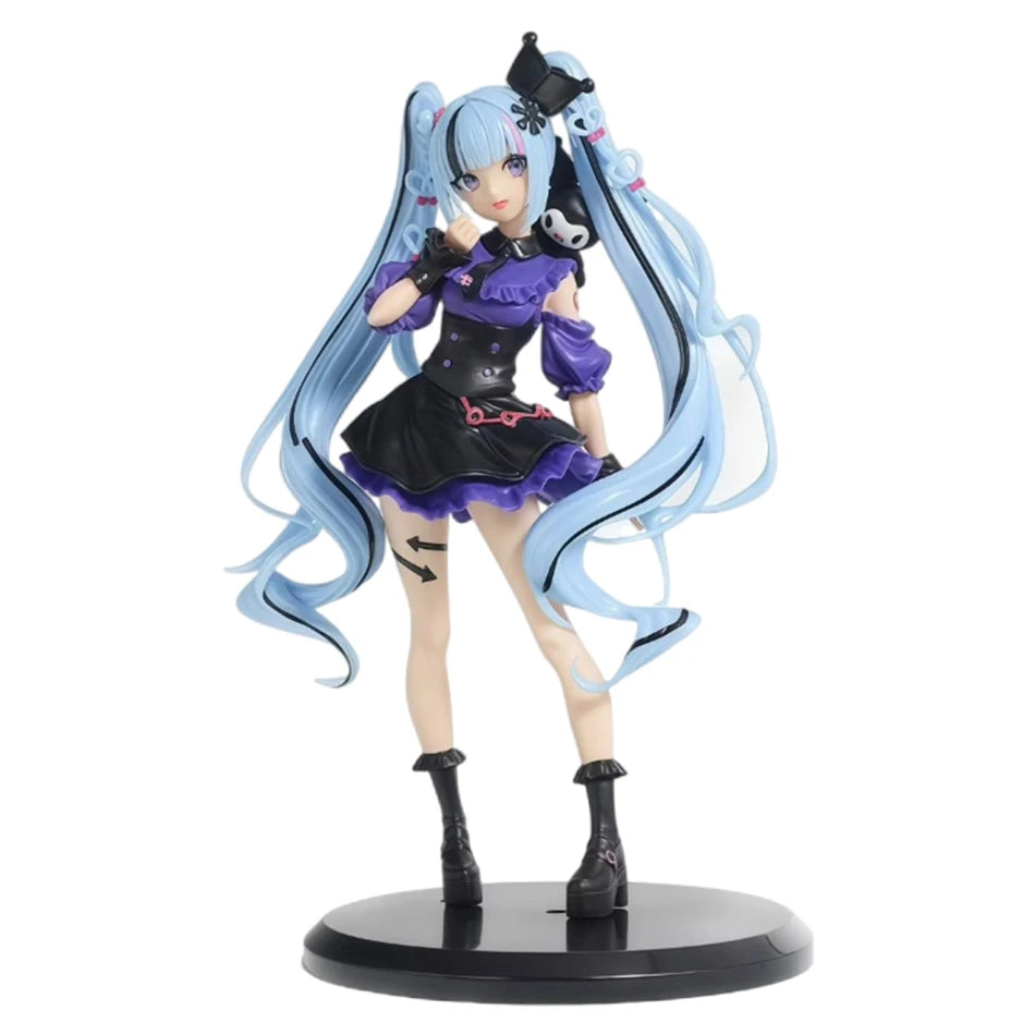 21CM Hatsune Miku X Cinnamoroll Raccoon Demon Kuromi Kawaii Anime Peripheral Figure PVC Action Figure Model Doll Toy Gift