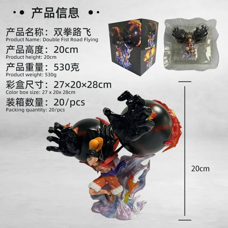 One Piece GK Luffy Double Fist Gear Third Grizzly Magnum Figure, Straw Hat Pirates Full Form Scene Model Collectible