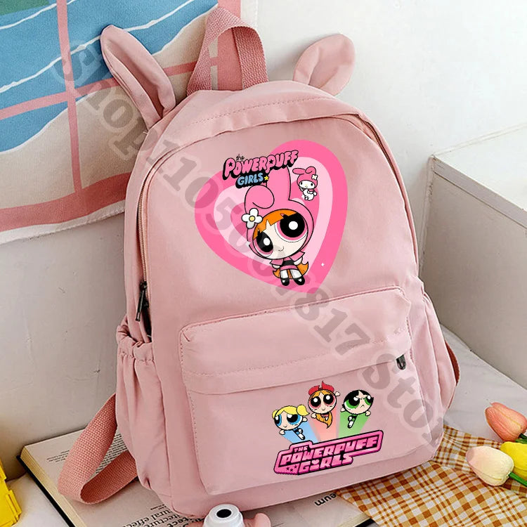 Kawaii The Powerpuffs Girls Anime Cute Schoolbag Student Cartoon Casual Backpack Fashion Book Bag Stationery Storage Pouch Gifts