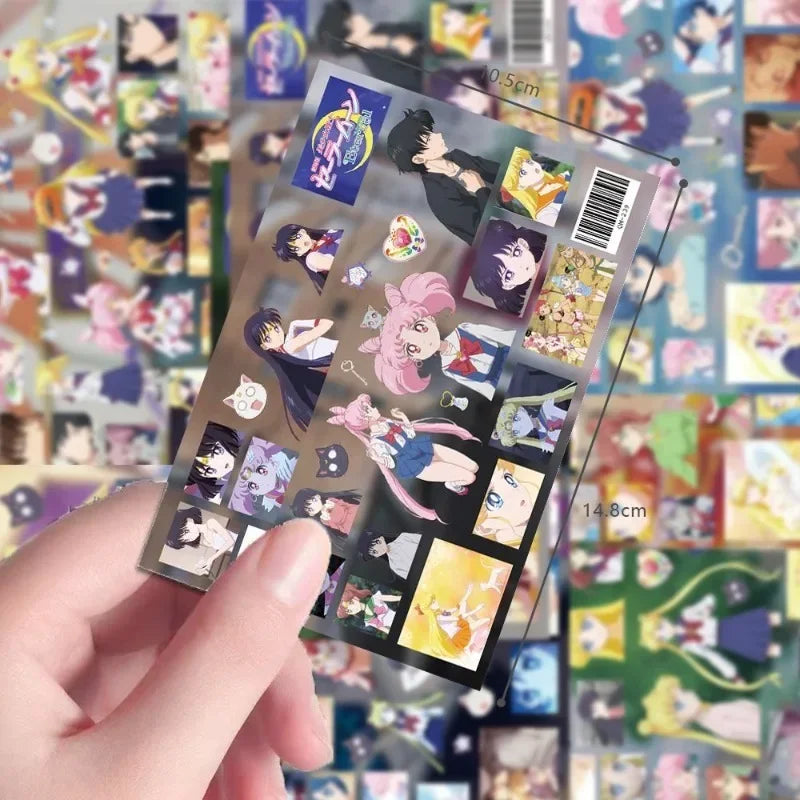 8 pcs Sailor Moon anime cut film cute girl heart water ice moon sticker kawaii cartoon animation collage waterproof sticker gift