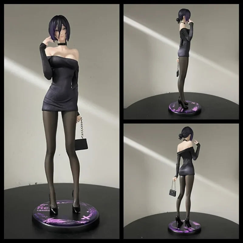 Anime Reze Character Figure Black Off-shoulder Dress PVC Statue Model Desktop Ornament Collectible Figurine Gift for Anime Fans