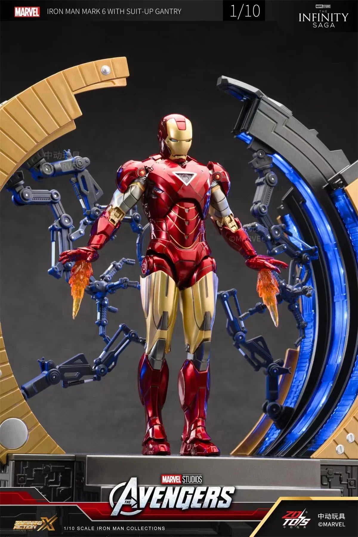 ZD Toys Iron Man MK6 With Suit-up Gantry MK4 With Suit-up Gantry Action Figure Iron Patriot Adult Collection Figure Gift