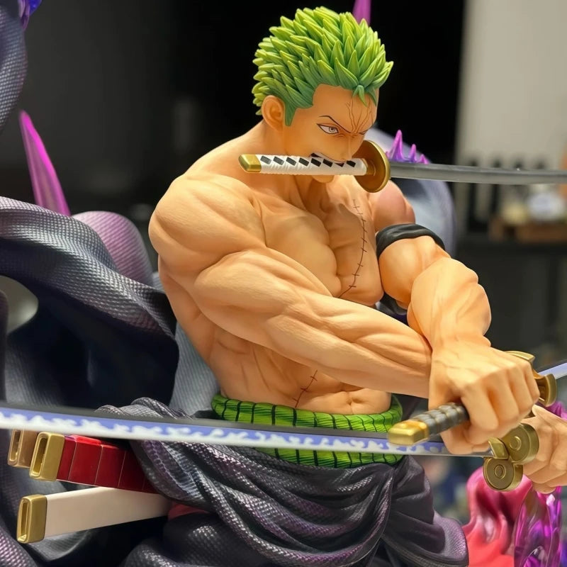 New One Piece 34cm Jt Full Painting Roronoa Zoro Gk Figure Battle Scene Statue Popular Anime Characters Desktop Decoration